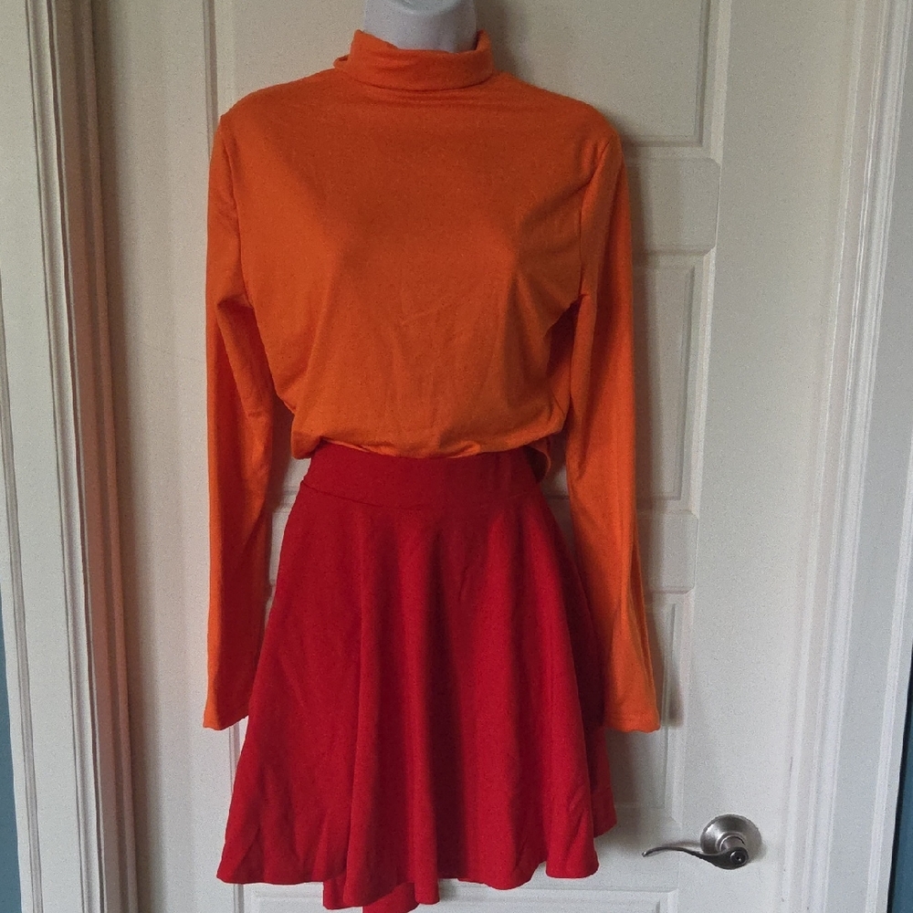 Velma Cosplay Halloween Outfit With Wig